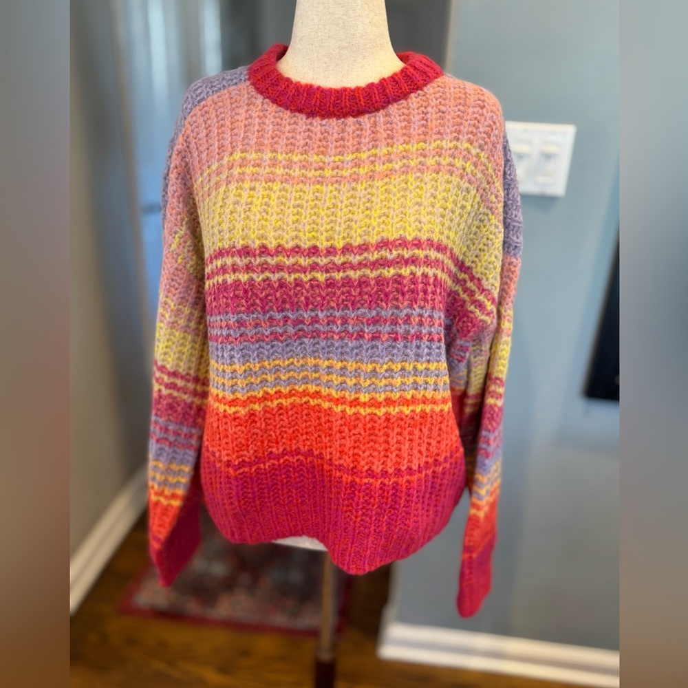 NWT Velvet by Graham & Spencer Multicolor Striped  Alpaca Sweater